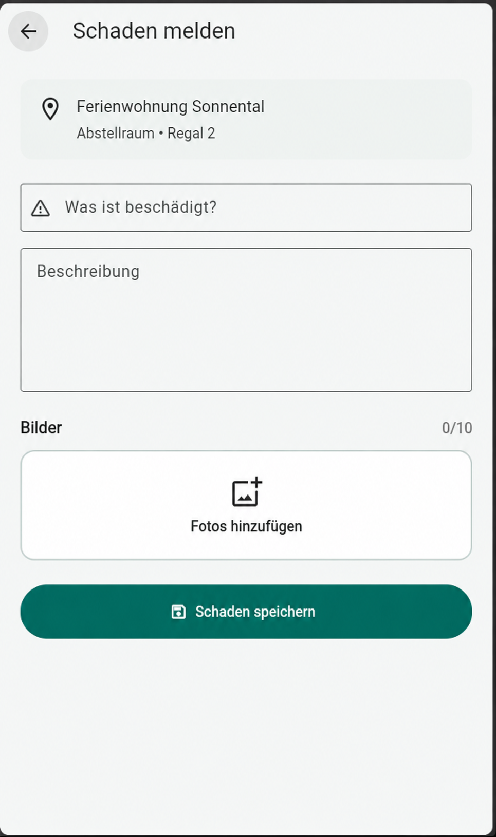 Schadensmeldung mit Fotofunktion